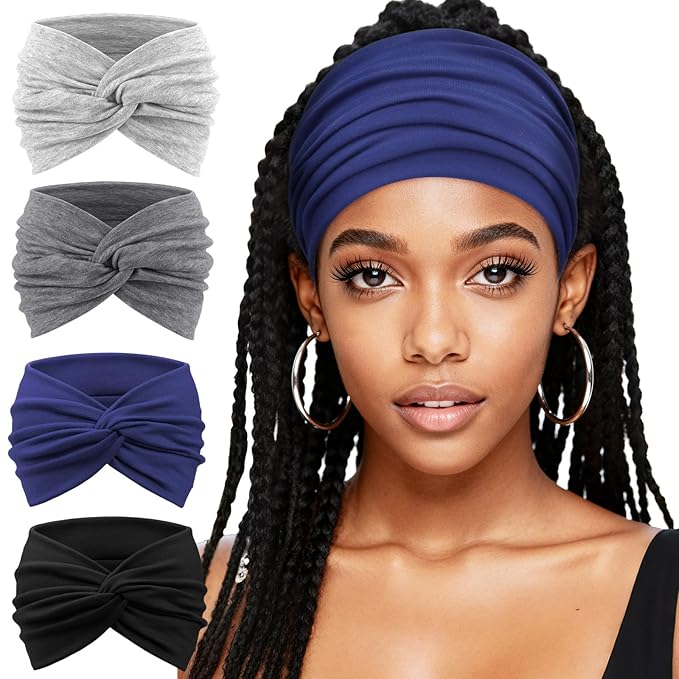Extra Wide Headbands for Women Large Turban Headband Non Slip Boho Elastic Hairband Hair Twisted Knot Head Bands Accessories