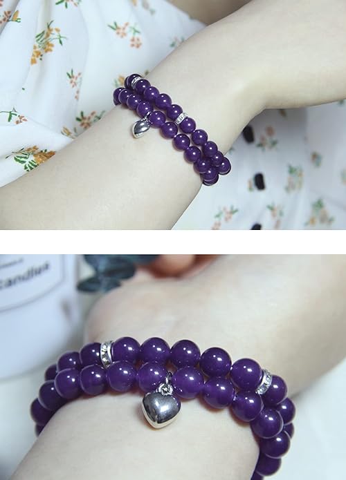 2Pcs Healing Crystal Bracelets for Women Handmade Beaded Bracelet Healing Prayers Crystal 8mm Natural Stone Beads Bracelet Stress Relief Get Well Soon Gifts