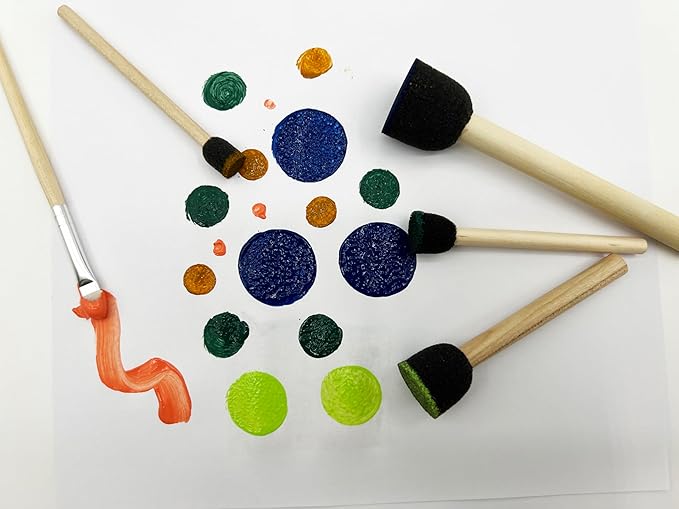 50pcs Round Stencil Brush and Small Foam Brush Set with High Density Foam for Small Crafting(5/16", 1/2", 3/4", 1", 1-1/2", 2")