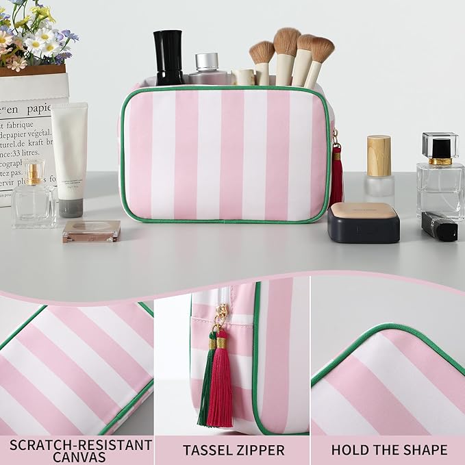Makeup Bag Travel Cosmetic Bag Organizer Tassel Toiletry Bag Large Canvas Zipper Pouch Mahjong Tile Bag