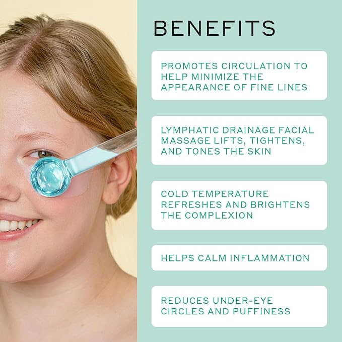 Ice Globes for Face 2PCS - Cold Therapy for Skin Tightening, Anti-Aging & Puffiness (Face/Neck/Eyes) - Light Blue