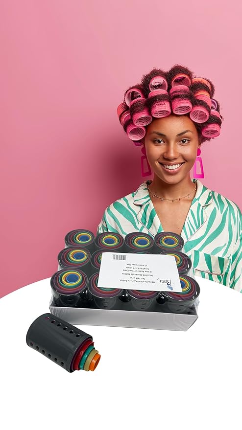 Hair Curler Roller Set/Set of 96 Stackable Rollers / 8 Size Rollers From Extra Small to Extra Large / 12 Rollers per Size - Hairdressing Curlers for Women - Curling Styling Tool