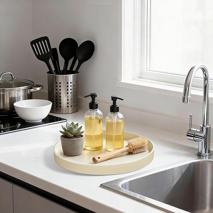 1 Pack 10" Bathroom and Vanity Tray, ABS Bathroom Counter Organizer， Coffee Table Decor for Perfume, Candles, Keys &More. Kitchen Countertop Organizer, Decorative Tray Soap Holder, Yellow