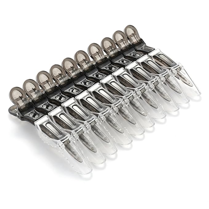 10pcs/set Multicolor Croc Clips Transparent Plastic Hairdresser Clip Hair Styling Sectioning Barrettes Non Slip Alligator Clip Salon DIY Accessories Hairpins for Women and Girls(10pcs-Black)