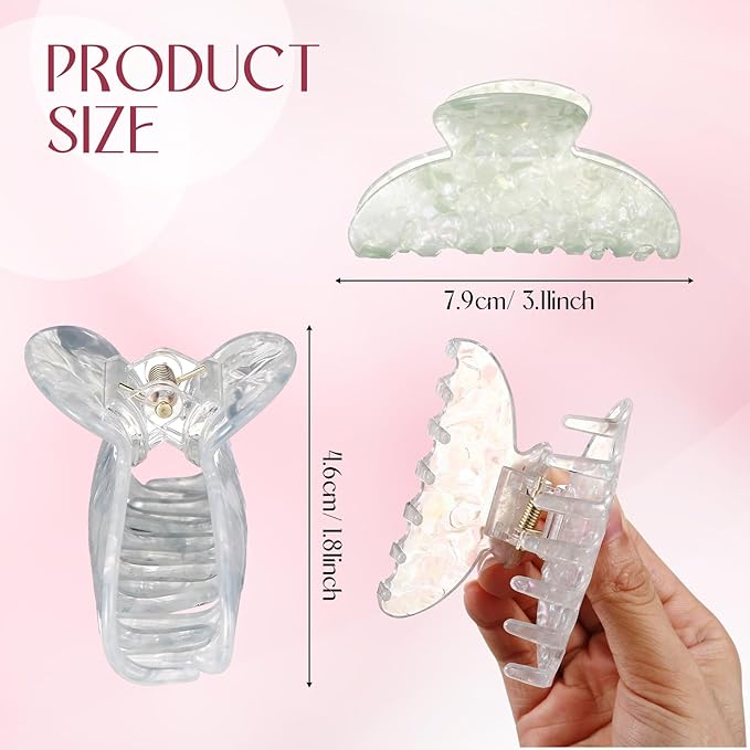8 Pcs Large Acrylic Hair Claw Clips for Women Non-slip Strong Hold Jaw Clamps for Thick Thin Hair(French,Saturated Color)
