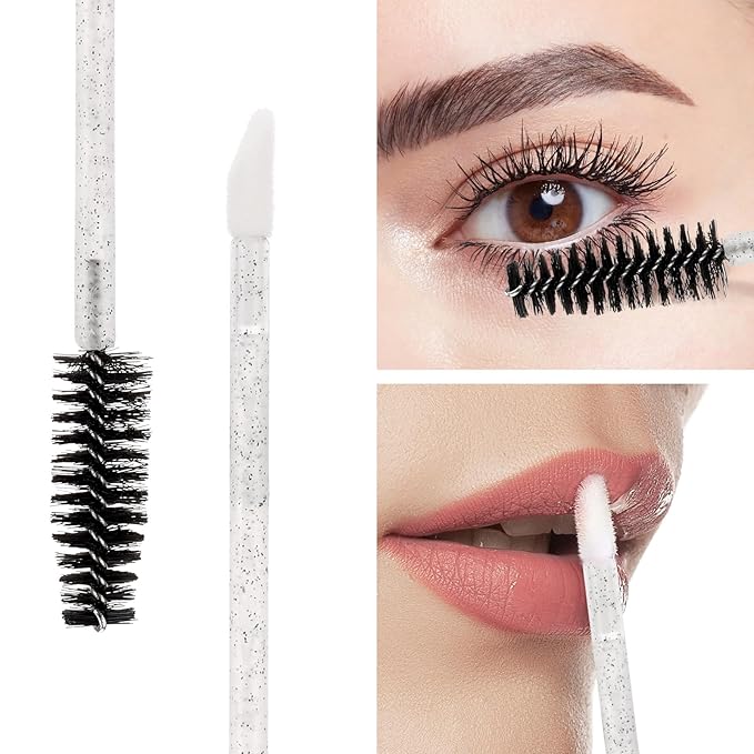 300 Pcs Dual Ended Eyelash Brush Lip Brush, Black Disposable Mascara Wands Lipstick Applicator, Eyebrow Spoolies Brush for Eyelash Extensions