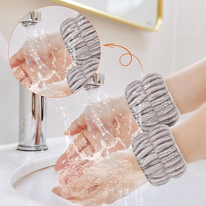 6pcs Wrist Bands for Washing Face Wash Wristbands Wrist Towels Arm Bands for Skincare Makeup Wrist Cuffs Spa Wrist Scrunchies