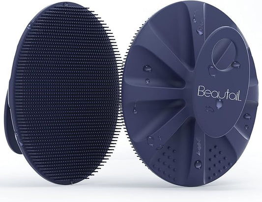 BEAUTAIL Silicone Body Scrubber Shower Bath Wash Brush Gentle Exfoliating Scrub Cleansing Loofah for Women Men Baby Sensitive Skin, Easy to Clean, Lather Nicely, More Hygienic, 1 Pack, Blue