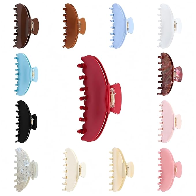 Durable Acetate Hair Clips - 4-Inch Cherry Red Claw Clips for Fine and Thick Hair (Red)