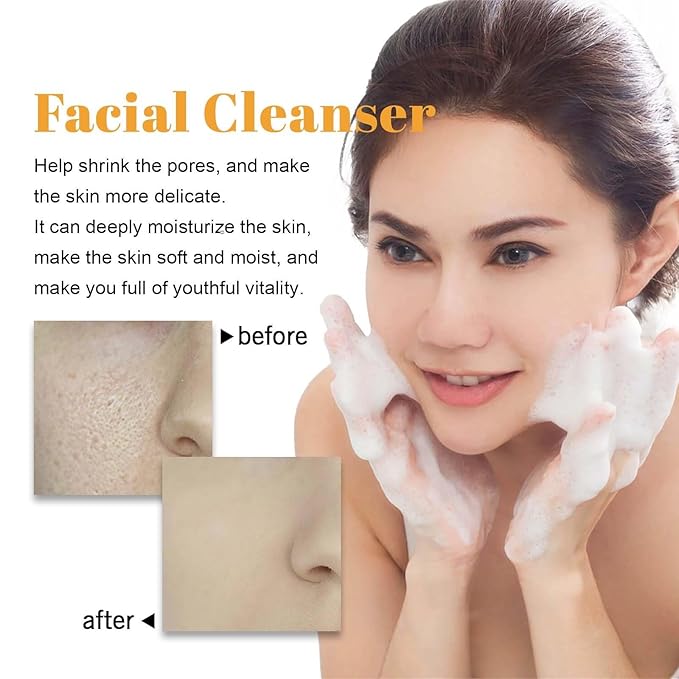2 Pcs Turmeric Facial Cleanser, Glow Wash Turmeric Face Wash With Brush, Deep Cleansing Exfoliating for Women All Skin.