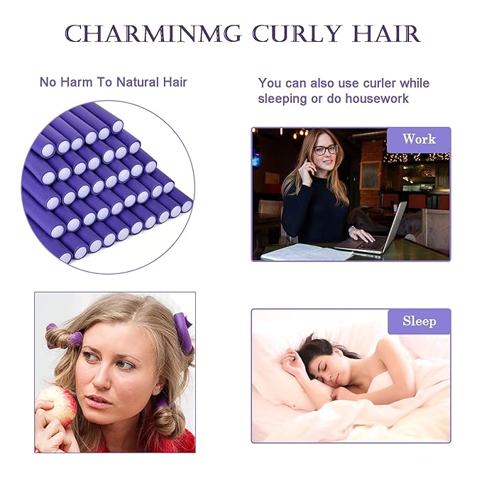 Heatless Hair Curlers Jumbo Flexible Curling Rods Bendable Twist Flexirod Soft Foam No Heat Hair Rollers for Long Medium Hair