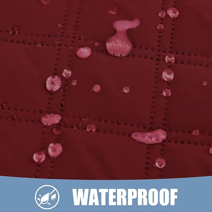 Smiry Waterproof Dog Bed Cover Pet Blanket, Soft Washable Dog Blanket for Furniture Bed Couch Sofa Reversible, Checkered (52"x82", Wine Red/Beige)