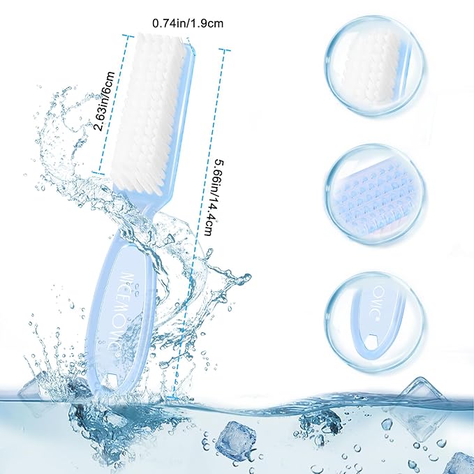 NICEMOVIC 20 Pcs Nail Brush for Cleaning Fingernails, Handle Grip Nail Scrubber Brush, Hand Fingernail Cleaner Brush Manicure Tools Scrub Cleaning Brushes, Use for Toe and Nail Cleaning (Clear)