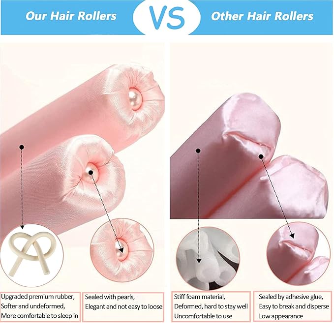 Heatless Curls Overnight,Hair Curlers to Sleep In,No Heat Satin Curling Rod Set,Eternal Muse Rollers,Sleeping Blowout Headband,Foam Curly Tie Ribbon Styling Tool for Long Hair Size 36.27