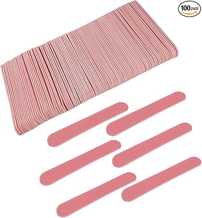 Mini Nail Files Bulk (100 Pcs), Double Sided Emery Board Nail File for Nature Nails, Manicure Tool Set Disposable Colorful Nail File for Home Salon Use Travel Size Men Women Kids Wood Board
