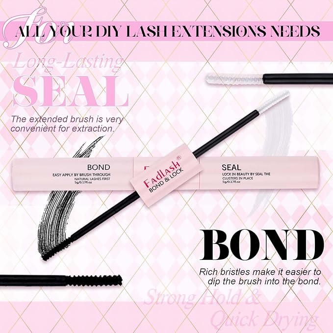 DIY Lash Extension Kit Individual Lashes Clusters Lash Bond and Seal, Clusters Lash Glue Remover and Eyelash Tweezers for Eyelash Extensions (40D-0.07C, 15-20mm, Kit)