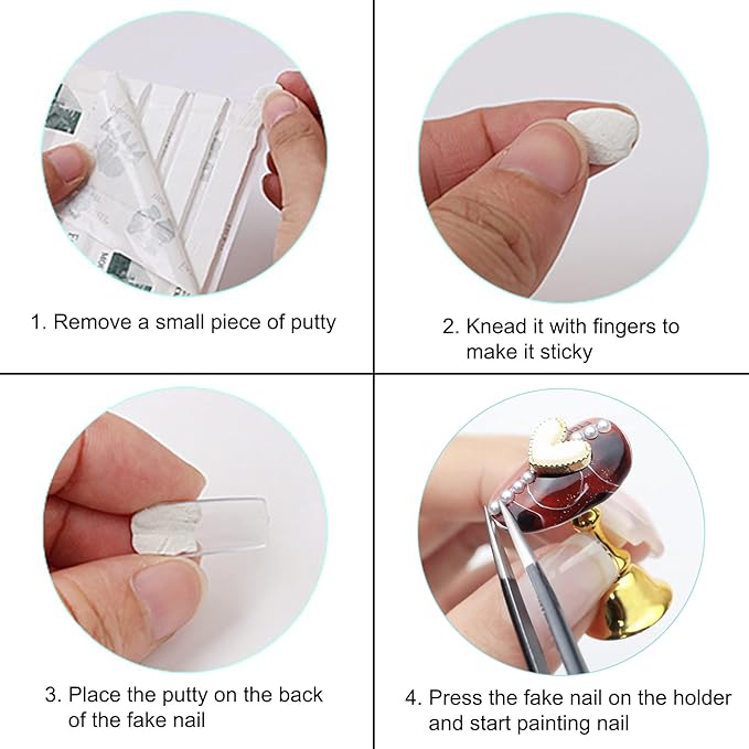1Set Acrylic Nail Stand with 42pcs Reusable Putty Unique Shape Press on Nail Kit Nail Holder for Painting Nail Display Practice Stand Nail Tip Stand Magnetic Nail Art Tools