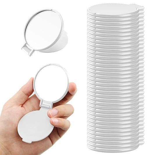 36 Pcs Compact Mirror Bulk Portable Round Makeup Mirror Mini Foldable for Purse Women Travel Daily Use Mother‘s Day Gifts (White)
