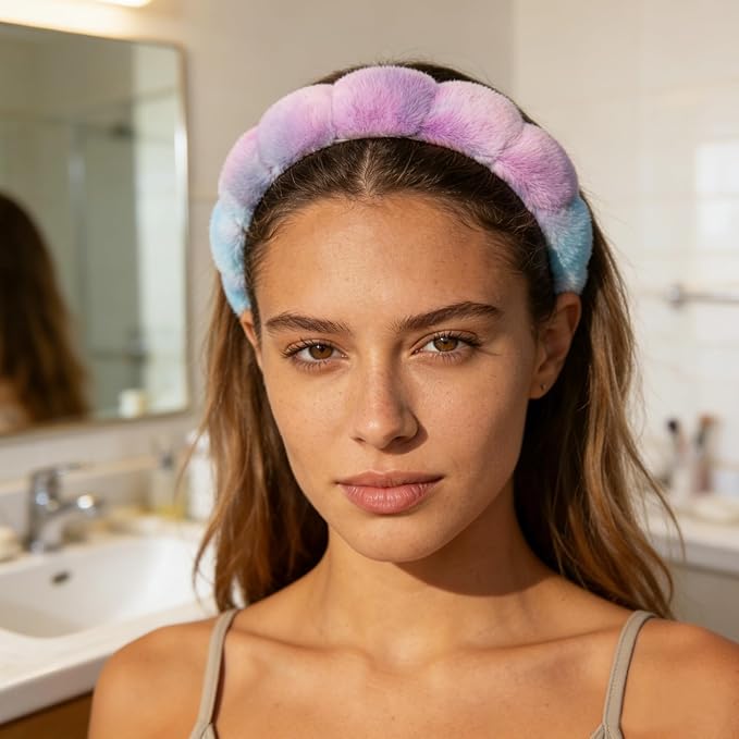 Ayesha Spa Headband for Washing Face Sponge Makeup&Skincare Headband Soft Fuzzy Hair band to Facial Clean