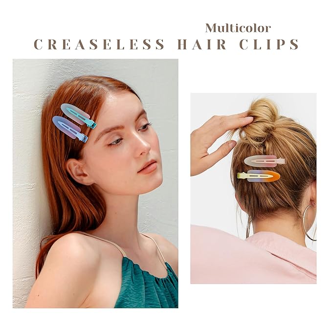 10 Pcs Creaseless No Crease No Bend Flat Hair Clips For Styling Non Slip Makeup Clips For Women Salon Hairstyle,Assorted Blue Green Red