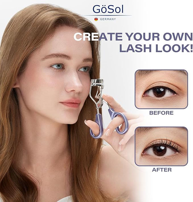 Eyelash Curler w/3 Replacement Pads (Soft/Medium/Firm) - Professional Lash Curler for Natural, Fake, Curly or Straight Lashes, Includes Protective Cover