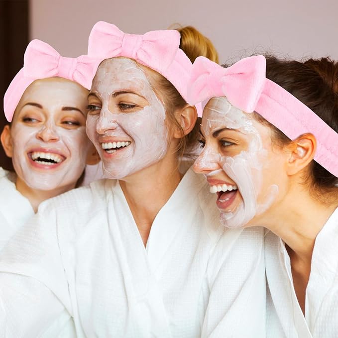 CIEHER 8 Pcs Pink Spa Headbands for Women's Bachelorette Party Favors - Microfiber Makeup Headbands for Girls' Birthday Skincare