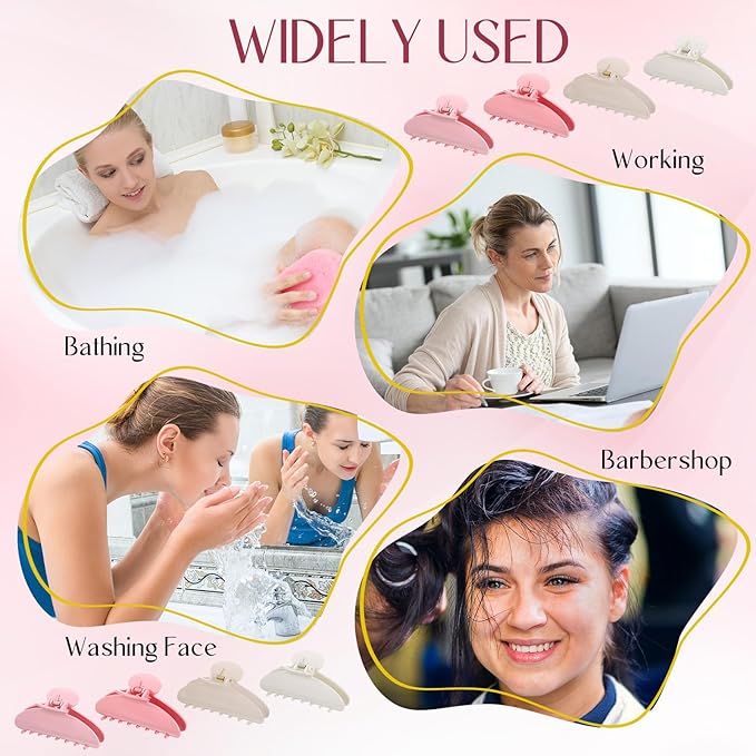 8 Pcs Large Acrylic Hair Claw Clips for Women Non-slip Strong Hold Jaw Clamps for Thick Thin Hair(Glossy,Jelly Color)
