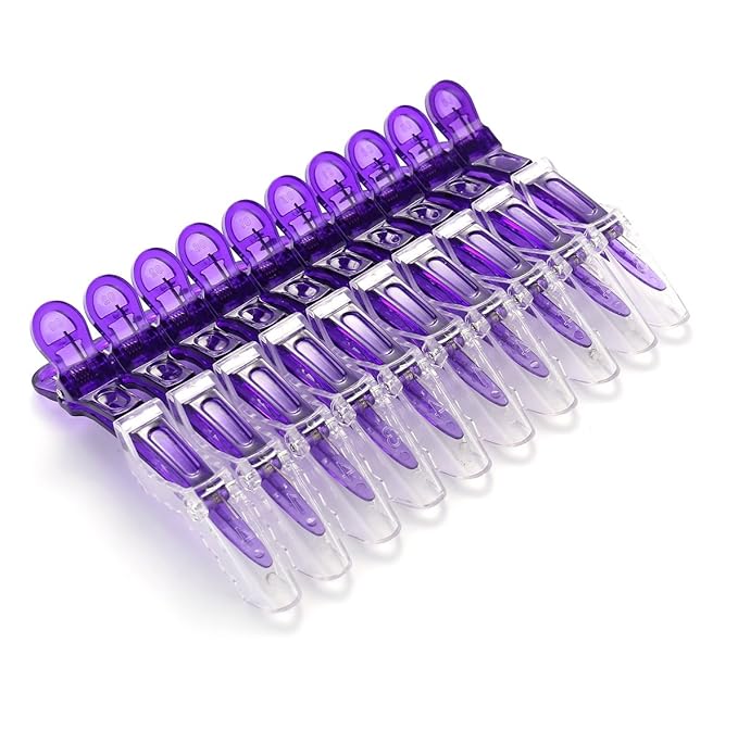 10pcs/set Multicolor Croc Clips Transparent Plastic Hairdresser Clip Hair Styling Sectioning Barrettes Professional Non Slip Alligator Clip Salon DIY Accessories Hairpins (10pcs-Purple)