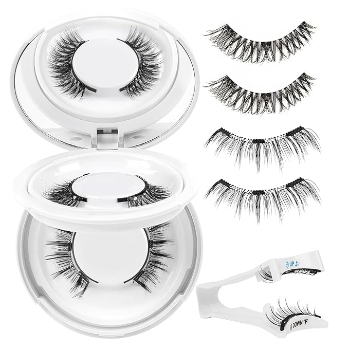 Higu clace Magnetic-Eyelashes with Applicator 2 Pairs Magnetic-Lashes Natural Look Wispy Magnet Lashes Easy to Wear and Remove（DJCX-C+N）