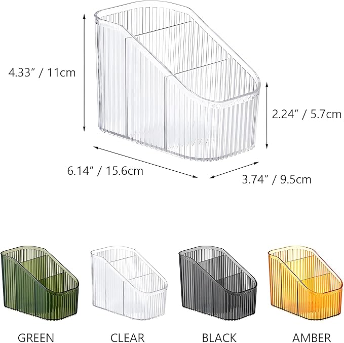 Clear Makeup Brush Holder Organizer for Vanity, Bathroom Countertop Organizer 6Cups, Toiletry Organizer, Storage & Display for Skincare, Perfume, Hairbrush, Sunglasses & Desk Accessories
