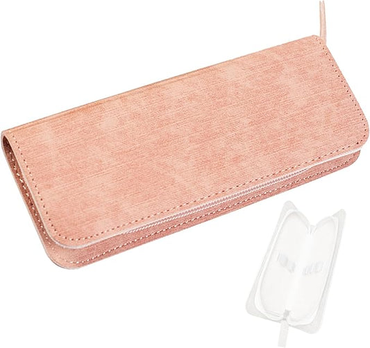 Lash Tweezers Organizer, Eyelash Extension Tweezers Bag, Soft PU 5 Positions Portable Dustproof, Individual Zipper Storage Case Box for Tweezers, Makeup Brush, Slender Small Tools(Pink)
