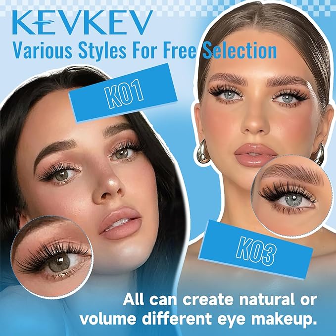 KEVKEV Lash Clusters Kit 144pcs Flora Lashes Clusters 8-18mm Lash Extension Kit Thin Band Eyelash Extension Kit Lash Clusters with Lash Bond and Seal Eyelash Clusters Kit DIY Lash At Home(Kit-K03)