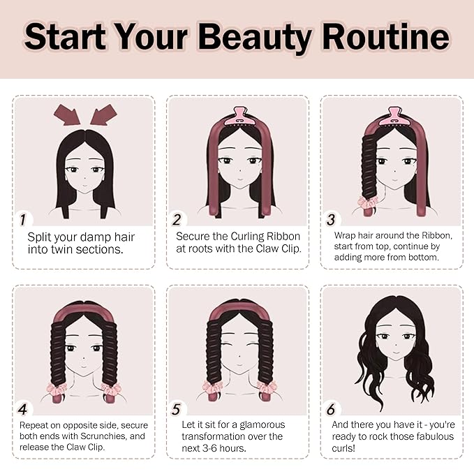 Heatless Hair Curler,Blowout Heatless Curls Overnight,No Heat Curling Rod Set with Satin Bonnet for Sleep in,Cream