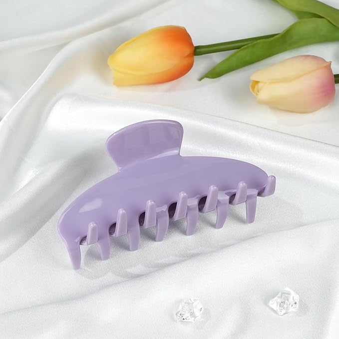 MAORULU Premium Durable Acetate Hair Claw Clips for Women Girls, 4 Inch Large Cute Jaw Clip for Thick or Thin Hair, Vintage Y2K Hair Clamps (Pastel Purple)