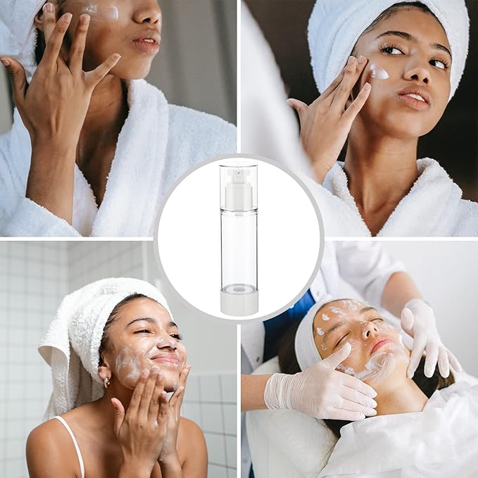 0.5OZ/15ML Clear Airless Pump Bottles, Lotion Dispenser Travel with Pump, Vacuum Plastic Travel Size Lotion Bottle for Foundation, Creams, Cosmetic(6 Pack)