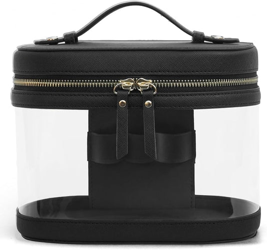 Popvibe Clear Makeup Bag Travel Cosmetic Case Transparent Toiletry Bag with Zipper, Portable Make Up Organizer Traveling Compact Car Bag for Essentials