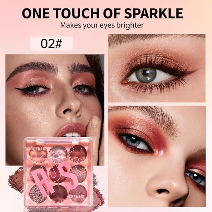 High Pigment 9-Color Rose Nude Brown Eyeshadow Palette–Matte, Shimmer & Glitter Shades Eye Shadow Kit,Long-Lasting Warm Neutrals for Soft Glam&Daily Wear,Blendable Travel-Friendly-Mauve Pink Burgundy