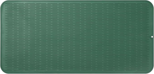 Silicone Dish Drying Mat for Multiple Usage,Easy clean,Eco-friendly,Heat-resistant Silicone Mat for Kitchen Counter or Sink,Refrigerator or Drawer Liner Green 5XL 36inches x 18inches