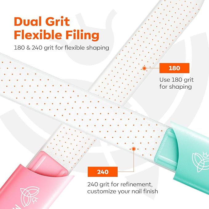 Modelones Nail Files, 3 PCS Crystal Glass Nail Files with 180/240 Grit – Double-Sided Reusable Fingernail Buffers & Cuticle Remover for Home, Travel, and Salon Manicure
