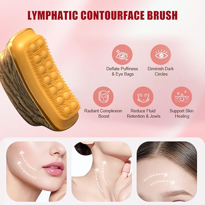 AAJP New Lymphatic Contour Face Brush,Lymphatic Drainage Massager for Face for Jawline, Chin & Facial Sculpting Designed to Fit Precisely and Relieve Fatigue- Anti-Puffiness, Detox & Lift, Absorption