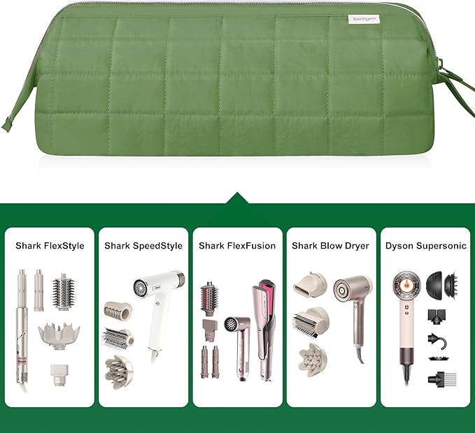 Hair Tools Travel Bag Organizer for Dy son Air wrap Case Holder Shark Hair Dryer Flex Style Airstraight Brush Revlon Attachments Carrying Case Flat Curling Iron Bags (Sage Green)