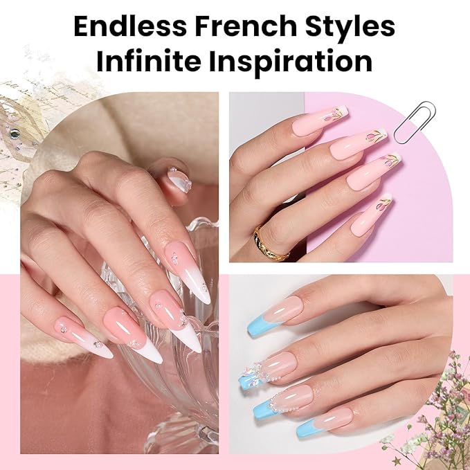 Beetles French Manicure Nail Art Stickers 30 Sheets French Tip Tool 3 Designs Self-Adhesive Nail Tips Guides for DIY Decoration Nails Art