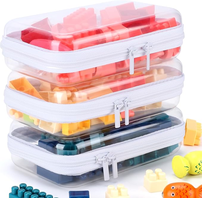 3 Pack Clear Hard Shell Zipper Case, Clear Zipper Pouches Waterproof Makeup Organizer & Travel Toiletry Bag, Plastic Pouch for Office Home Storage Small Size