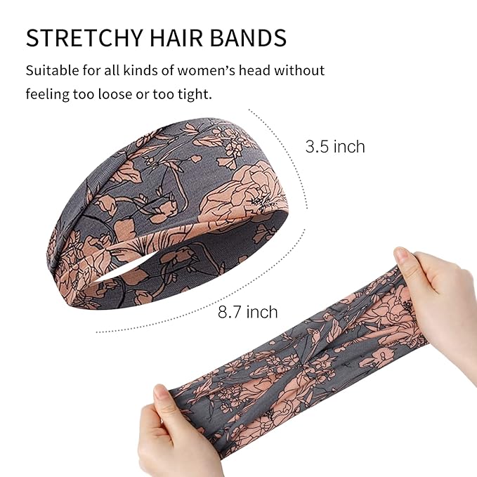 TERSE Boho Headbands for Women Wide Hair Bands for Women’s Hair Non Slip Thick Headbands for Yoga Workout Every Day Basic Girl’s Fashion Accessories