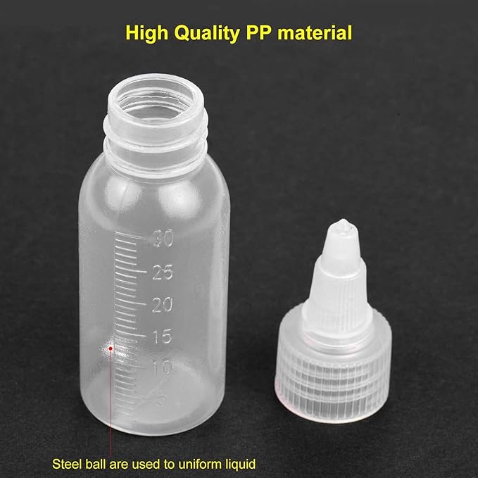 10Pcs 1oz/30ml Paint Bottles, Airbrush Paint Bottle Jars Clear Empty Plastic Mixing Squeeze Bottles with Ball Jar Resealable Scale Mixer