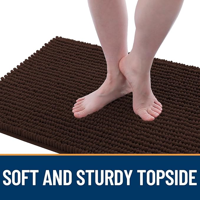 OLANLY Dog Door Mat for Muddy Paws 70x24, Ultra Absorbent Chenille Mud Doormat, Non-Slip Washable and Dirt Trapping Doormat for Indoor Entryway, Quick-Dry Indoor Pet Bed Mats for Dogs, Brown