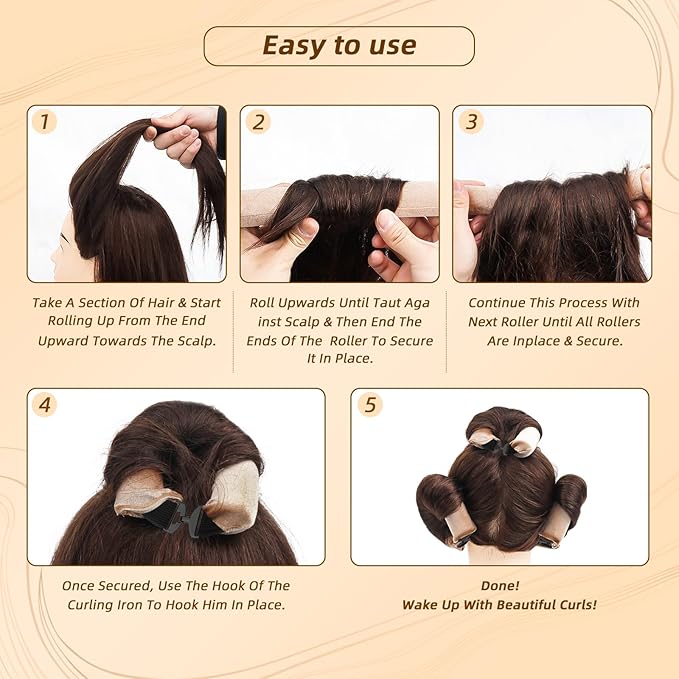 Overnight Heatless Hair Curler Blowout Rods Satin Flexi Rods for Heatless Overnight Jumbo Curls, No-Heat Styling Tools for All Hair Types, 3pcs Wine