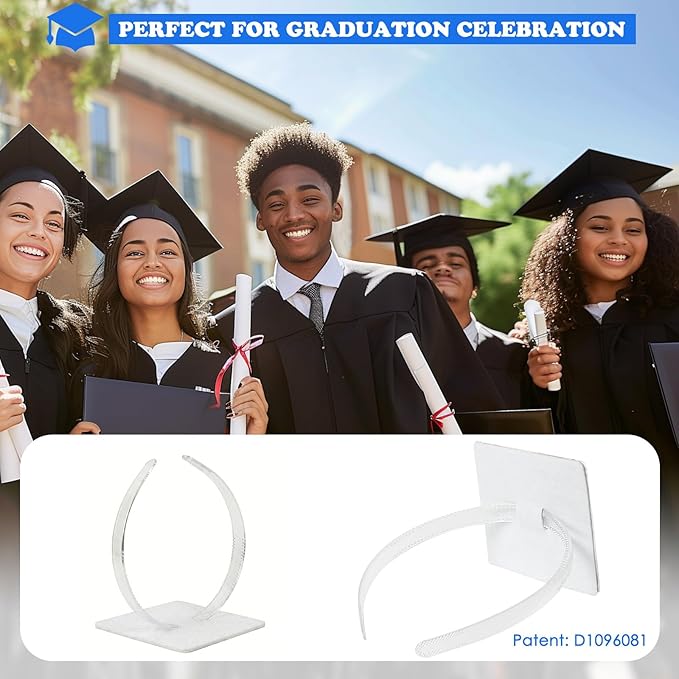 Graduation Cap Headband, Firm Anti-fall Hair Band for Graduation Cap, Graduation Gifts Hat Accessories for Graduates, Students, Women(Clear)