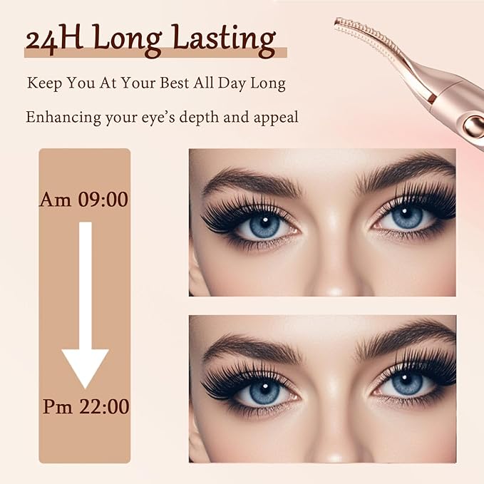 2 in 1 Heated Eyelash Curlers and Eyebrow Trimmer for Women, Electric Eyelash Curler with 2 Temperature Modes Anti-Burn USB Rechargeable Heated Eyelash Curler, Ideal Gift for Women HS89