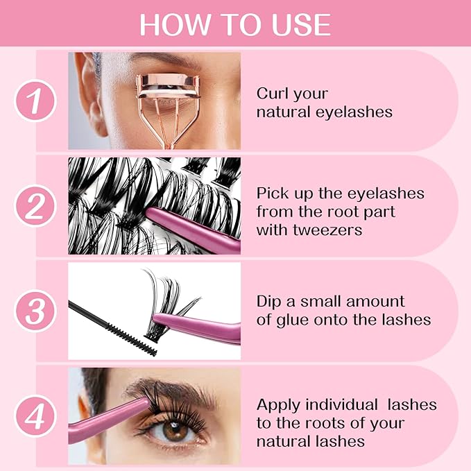 280 Pcs Individual Lashes 30D+40D Mixed Lash Clusters 14 Rows Cluster Lashes that Look Like Eyelash Extensions DIY Lash Extension Self Application At Home (30+40-C-14-20mix)